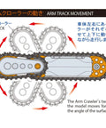 Diagram of Arm Crawler Tool Set No 211 70211 showing extendable front arm movement across terrain matching angles.