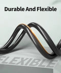 Close-up of 50 Foot Indoor Outdoor Extension Cord 3 Prong SJTW Weatherproof Black, shown in a flexible twisted design.
