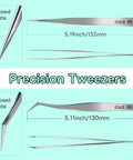 Ultra Precision Stainless Steel Tweezers Set With Two Pieces For Gundam And Scale Models, Hobby Making Tools, Straight And Curved Tips