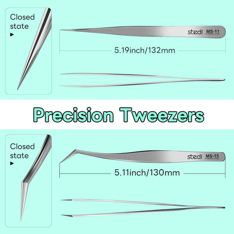 Ultra Precision Stainless Steel Tweezers Set With Two Pieces For Gundam And Scale Models, Hobby Making Tools, Straight And Curved Tips