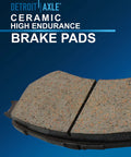 Beefed Up Front Brake Kit With Drilled And Slotted Rotors And Ceramic Pads For Ford F 150 Expedition And Lincoln Navigator 2010 Through 2020 Replacement Front Brake Rotors And Pads showing a close-up of a ceramic brake pad.