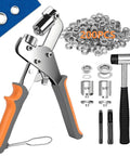 Heavy Duty Grommet Tool Kit With One Quarter Inch And Three Eighths Inch Punch Pliers Two Sizes Magnetic Die Heads 200 Eyelets And Grommets