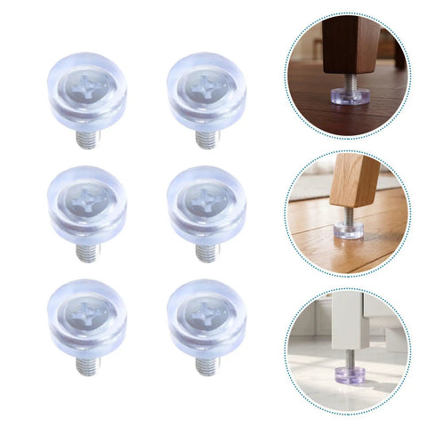 Adjustable Chair Leg Levelers With M6 Threads 40 Piece Set 18mm Diameter PVC And Metal Furniture Feet Scratch Resistant Non Slip Round Glides