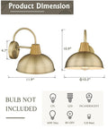 Two Pack Outdoor Wall Lights With Hammered Metal Shade And Gooseneck Arm In Antique Brass Barn Style Sconce dimensions