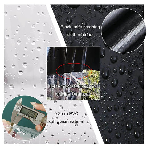Close-up of Tough As Nails Gazebo Side Panels Straight Up Waterproof Clear PVC Tarp Curtains with detailed material features.