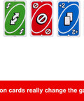 Total Kick Back Uno Card Game For Weekend Hangouts, Family Friendly Classic Party Deck with action cards displayed.