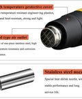 Close-up of Portable Bottle Cap Sealer With Nine Adjustable Heat Settings showing stainless steel nozzle and grid air outlet.