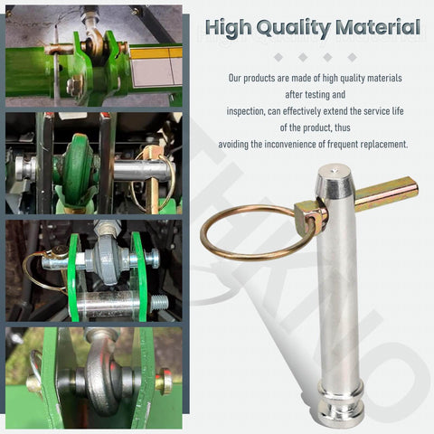 8 Pack S07070200 Beefed Up Top Link Pin Hitch Accessories Kit for Category 1 Tractors, close-up of pins and fittings.