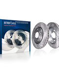 Front Brake Kit With 10.94 Inch Drilled And Slotted Rotors And Ceramic Pads For Ford Focus 2012-2018, Volvo C30 2004-2011, And S40 2012-2018