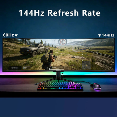 UltraWide 49 Inch Curved Monitor With 32 By 9 Aspect And 1800R Radius 3840x1080 144Hz HDR400 in gaming setup