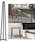 Rock Solid Black Hairpin Table Legs With Adjustable Height And Reinforced Welded Base For Dining Or Coffee Tables Includes Scratch Guard Feet Built Tough To Carry Heavy Loads in a modern setup with wooden surfaces.
