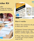 Draw Circuits With Conductive Ink Pen Kit, 11 Electronic Sticker Modules, And A 27 Lesson Workbook For Hands On DIY STEM Fun