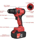 Heavy Duty Brushless Impact Drill Boasting 21 Volt Cordless Muscle And A Beefy 3 8 Inch Chuck image showing features like torque adjustment and LED light.