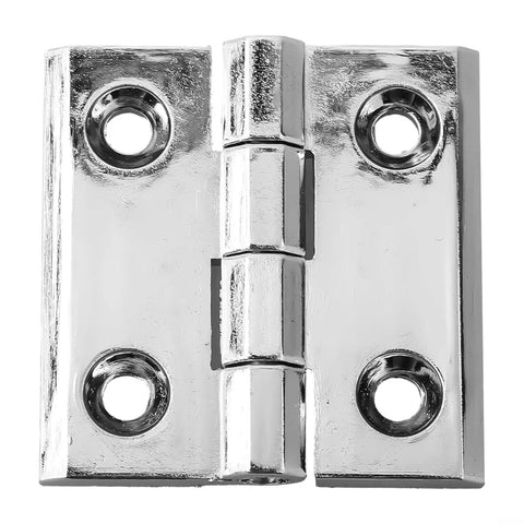 Heavy Duty Zinc Alloy Butt Hinge For Cabinet Doors And Furniture, Silver 60x60mm, front view showing mounting holes and hinge detail
