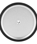 Top view of Pro Grade 250Mm Polyurethane Encoder Measuring Wheel with rubber tread and metal housing for precision tasks.