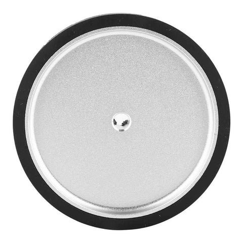 Top view of Pro Grade 250Mm Polyurethane Encoder Measuring Wheel with rubber tread and metal housing for precision tasks.