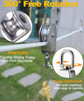 4 Pack M20 Pulley Block Set With 2 Single Pulleys And 2 Double Pulleys, Stainless Steel, Built Tough, Rust And Corrosion Resistant, 360 Degree Rotating, Rugged Shockproof Hardware For Heavy Duty Lifting And Rigging. stainless steel pulley on rope with 360° rotating hook
