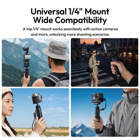 Universal 1/4 inch mount with 10000mAh Battery Grip For Cameras With Hidden 360 Degree Tripod Base in various outdoor settings