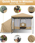Two Person Canopy Side Tent For 10x10 Or 10x20 Gazebos With Mesh Window Easy Up Cube Tent For Camping Showing Installation Steps