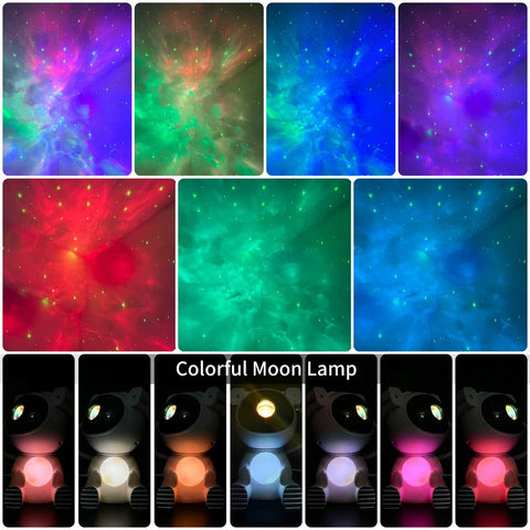 Astronaut Galaxy Projector Night Light With Moon Lamp 7 Color Nebula Glow Remote Control And Auto Timer LED Galaxy Lamp images.