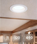 Dope 4 Inch LED Recessed Lights Kit Dimmable With Adjustable CCT 2700K To 5000K, shown in ceiling installation