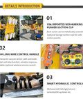 Pro Grade Heavy Duty Electric Glass Vacuum Lifter With Multi Suction Cups, showing non-marking rubber suction cups and controls.