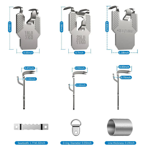 111 Piece Picture Hanging Hooks For Drywall Kit No Damage With 15lb 25lb And 40lb Options heavy duty steel pins, size chart