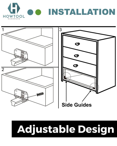 Adjustable White L Angle Drawer Guides Quick Fix Furniture Replacement Kit With Screws Smooth Glide Tracks for Installation Steps