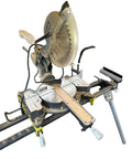 Zero Clearance Miter Saw Insert For Ryobi Sliding Compound Saw TSS121 attached, enhancing cut precision, noise dampening visible.