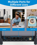 Analog Telephone Adapter With 1 FXS Port For VoIP, SIP Ready, connections detailed with router, PC, and phone images.