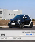 Smart Fortwo All Season Windshield Wiper Blade Replacement Set 2007 Through 2014 on a street with urban background.