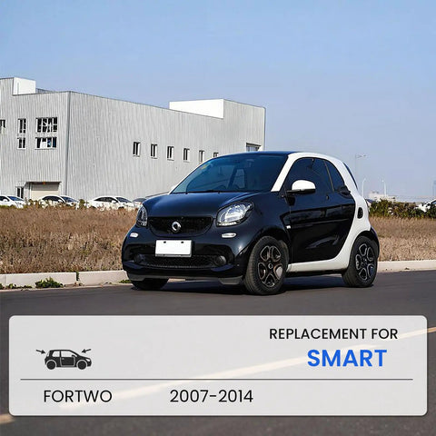 Smart Fortwo All Season Windshield Wiper Blade Replacement Set 2007 Through 2014 on a street with urban background.