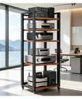 5 Layer HiFi Stand On Wheels For Heavy Duty Audio Gear And Vinyl Storage Rolling AV Rack With Adjustable Shelves in modern office