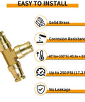 One Quarter Inch Tee Union Push To Connect Fittings DOT Approved Brass Air Brake Line Quick Connect Tee For Semi Truck Trailers