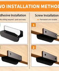 Installation methods for Under Cabinet Foot Pull Toe Opener for Hands Free Kitchen Trash Cabinet Drawer 4.3 Inch Matte Black With Adhesive And Screws