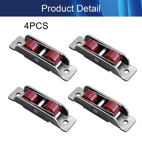 Top Tier Double Wheel Pulleys For Sliding Doors And Windows, 15.8 mm Stainless Steel Nylon Track Rollers, Silver Set Of Four.