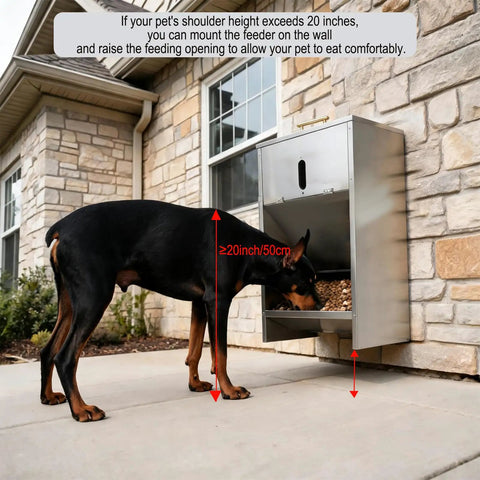 Built Tough Stainless Steel Dog Feeder For Large Breeds 50 Pound Automatic Kibble Dispenser with pet accessing food