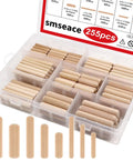 Fluted Wooden Dowel Pin Kit 255Pcs With Eight Sizes One Quarter Inch Five Sixteenth Inch Three Eighth Inch Handy For Crafts Furniture Doors DIYers Durable Straight Grooved Wood Dowels Perfect For Cabinet Making And Furniture Repair, plastic organizer with assorted fluted wooden dowels