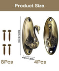 Totally Rad Vintage Swan Wall Hooks 4 Pack Bronze Coat Hooks showing size dimensions and screws for installation.