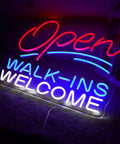 Open Walk Ins Welcome Neon Sign With Dimmable LED Eye Catching Lit Bright Red Light Great For Shop Bar Club Pub 3D Engraving