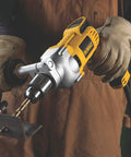 1/2 Inch Variable Speed Drill With Pistol Grip, Reversible Chuck, Anti-Lock Control And 10.5 Amp Motor in action on metal