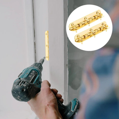 Installation of Heavy Duty Butt Hinges 12 Pack For Cabinets And Wood Boxes With Six Hole Continuous Flush Mount Antique Style Hardware.