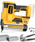 Cordless Brad Nailer And Stapler Combo, Heavy Duty Workhorse 2In1 18Ga Nail Gun with nails, staples, and safety glasses included.