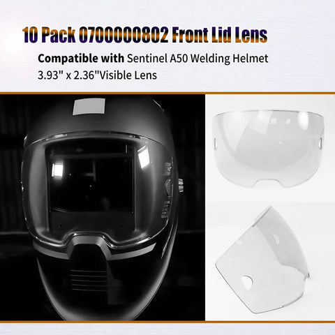 10 Pack Clear Front Cover Lenses 0700000802 For A50 Welding Helmet Replacement Viewing Lens 3.93 In By 2.36 In front and side views