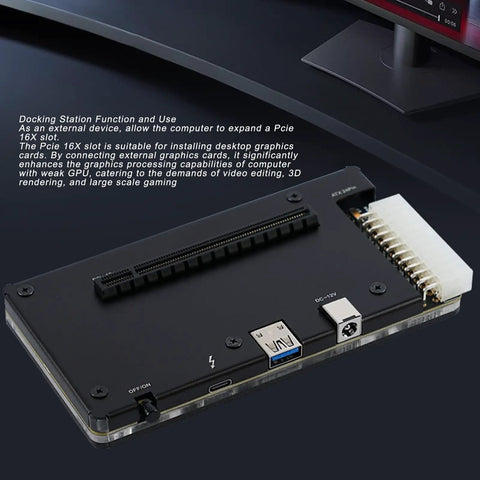 Killer External Gpu Enclosure Dock With Thunderbolt 3 And Thunderbolt 4 Usb4 Support For Pcie 16X Graphics Card desktop adapter view showing connection ports.