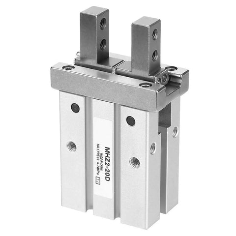 20mm Bore Air Gripper Pneumatic Cylinder, Parallel Style Aluminum Alloy Body for automated industrial systems, front view.