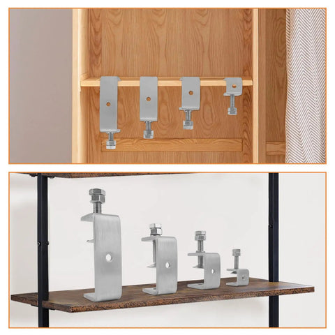 304 Stainless Steel C Clamps Set 20mm Mini Tiger Clamps for Woodworking shown mounted on wooden and metal surfaces