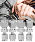4Pack 304 Stainless Steel Compression Fittings Straight Double Ferrule Tube Adapter 1/8Inch To 1/4Inch Pipe Reducer Connector in use.