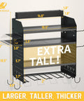 Heavy Duty Drill Wall Mount Power Tool Organizer with Eight Outlet Charging Station and Four Layer Carbon Steel Pegboard Rack