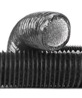 Close-up of 4 Inch Flexible Duct Hose, 12 Foot Black Vent Tube With 4-Layer Aluminum Construction And 2 Clamps, Heavy Duty Venting Solution